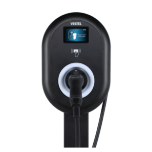 Vestel EVC04 otthoni fali töltő type 2 kábellel SMART | Mobilalkalmazás | LCD kijelző | 22kW | WiFi | 3 fázis | RFID | DC védelem